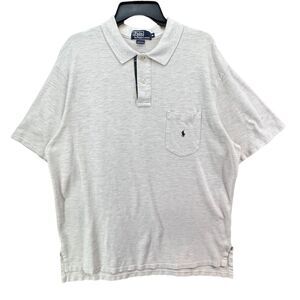 Vintage Polo Ralph Lauren Shirt Mens XL Ivory Cotton Pony Logo Made USA Preppy